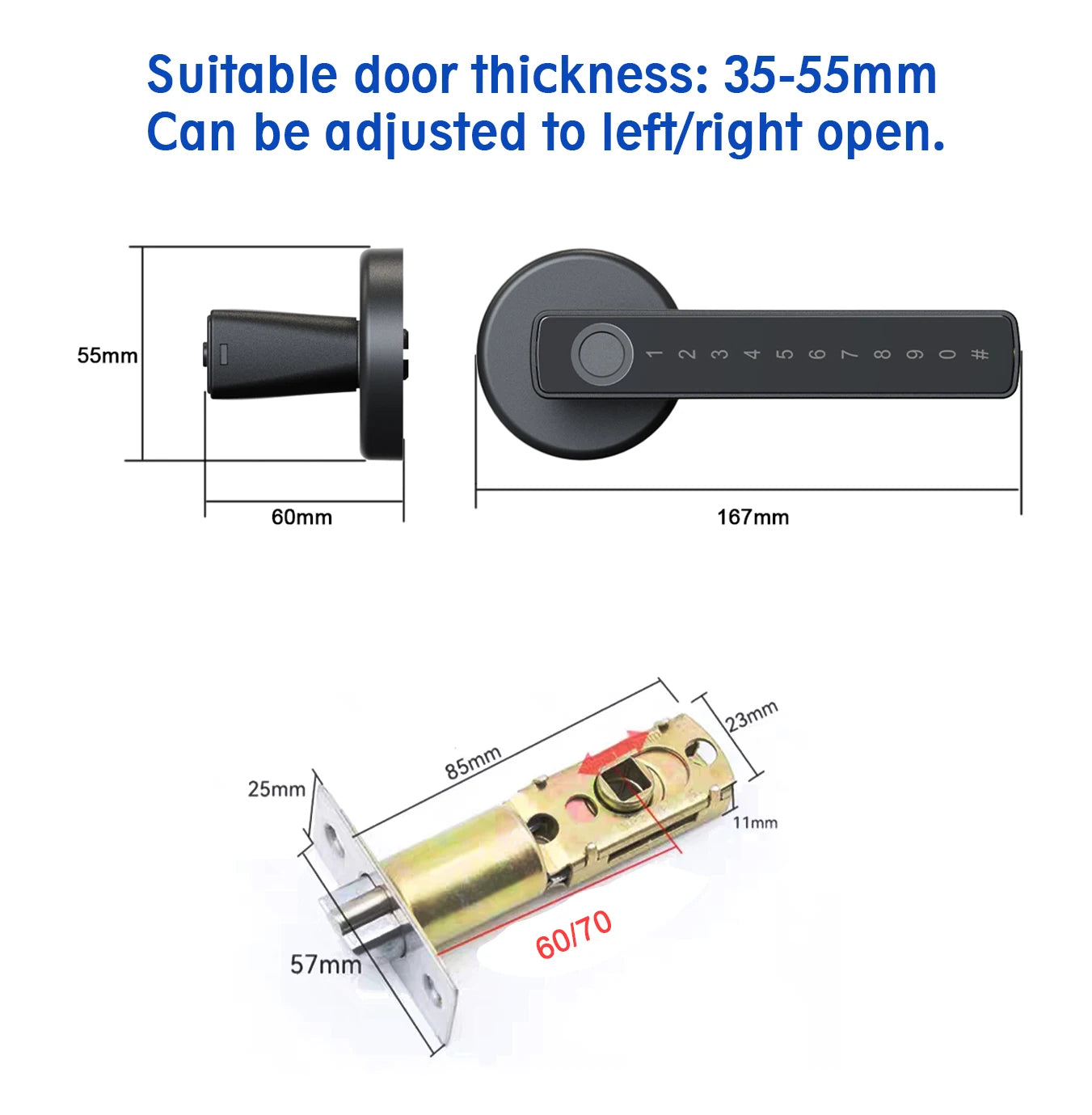 Smart Keyless Fingerprint Lock with Tuya, Bluetooth, Alexa & Google Assistant