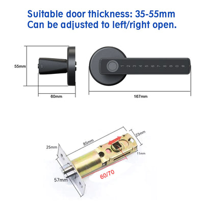 Smart Keyless Fingerprint Lock with Tuya, Bluetooth, Alexa & Google Assistant