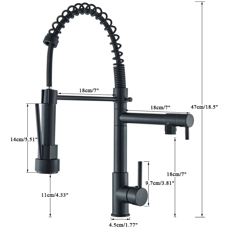 Black Spring Mixer Faucet – Hot & Cold