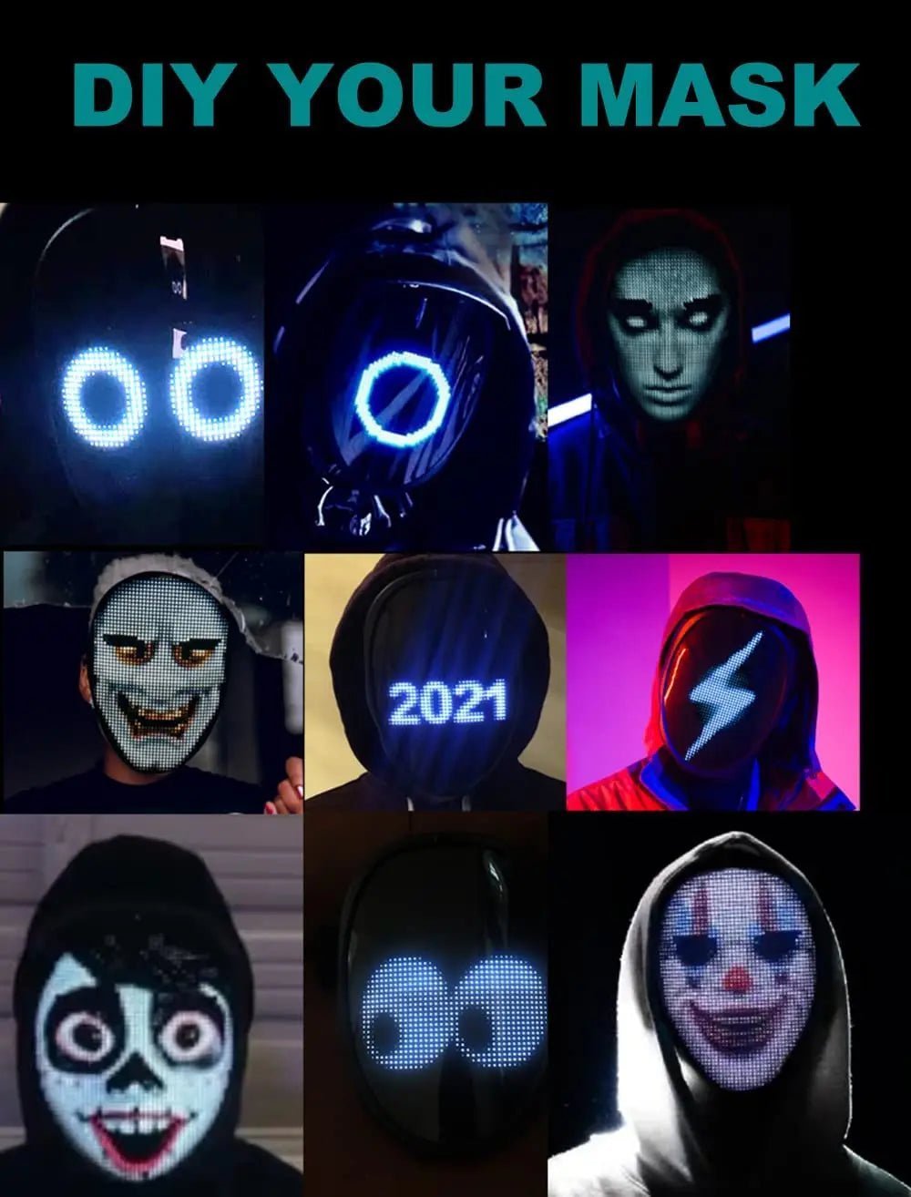 Programmable LED Halloween Mask