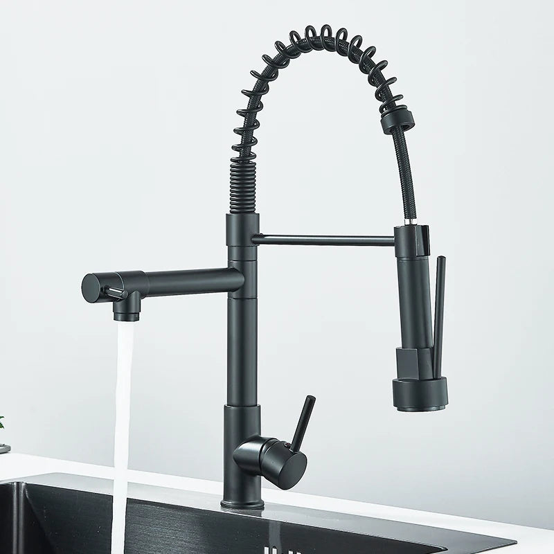 Black Spring Mixer Faucet – Hot & Cold