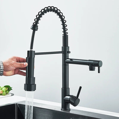 Black Spring Mixer Faucet – Hot & Cold