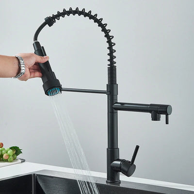 Black Spring Mixer Faucet – Hot & Cold