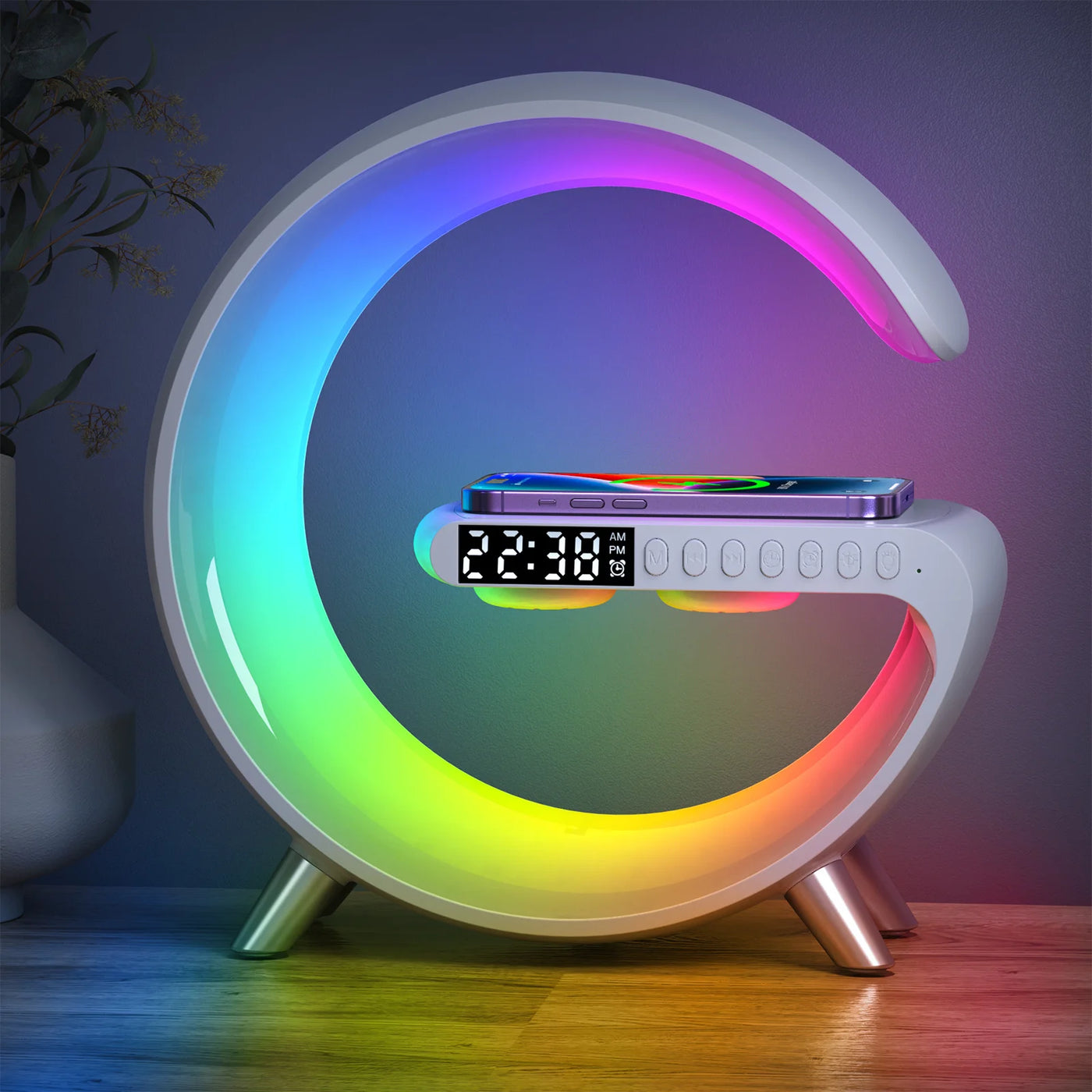 Wireless Charger LED Alarm Clock Speaker Bedside Led Table Lamp