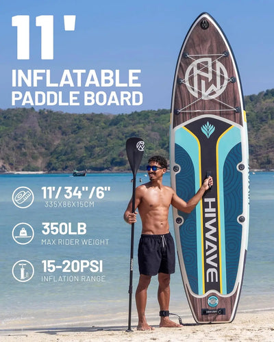 Inflatable Stand-Up Paddle Board 11' x 34" x 6" SUP Board, 350 lbs Capacity, Pet-Friendly