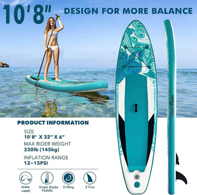 AquaBalance 6" SUP – Inflatable Stand-Up Paddle Board with Non-Slip Deck & Control Fin