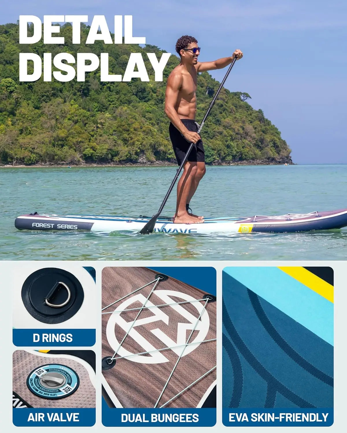 Inflatable Stand-Up Paddle Board 11' x 34" x 6" SUP Board, 350 lbs Capacity, Pet-Friendly